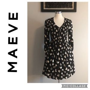 Maeve Black White Pattern Dress With Pockets